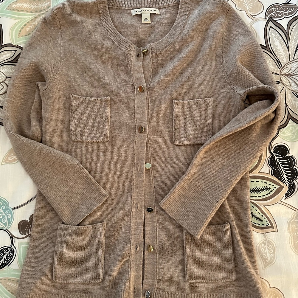 Banana Republic Tan Button-Up Women's Cardigan